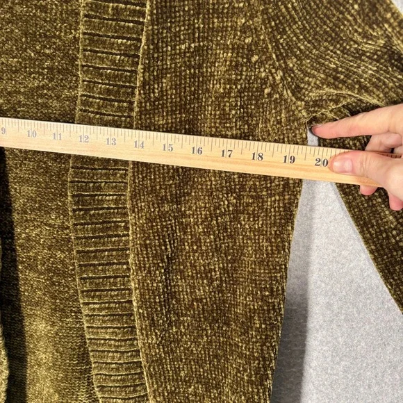 LOFT Cardigan Sweater Small Green Chenille Soft Comfy Cozy Artsy Retro Career - Picture 7 of 9